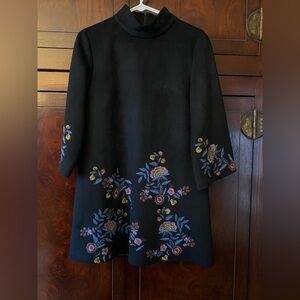 Black Floral Embroidered Coat